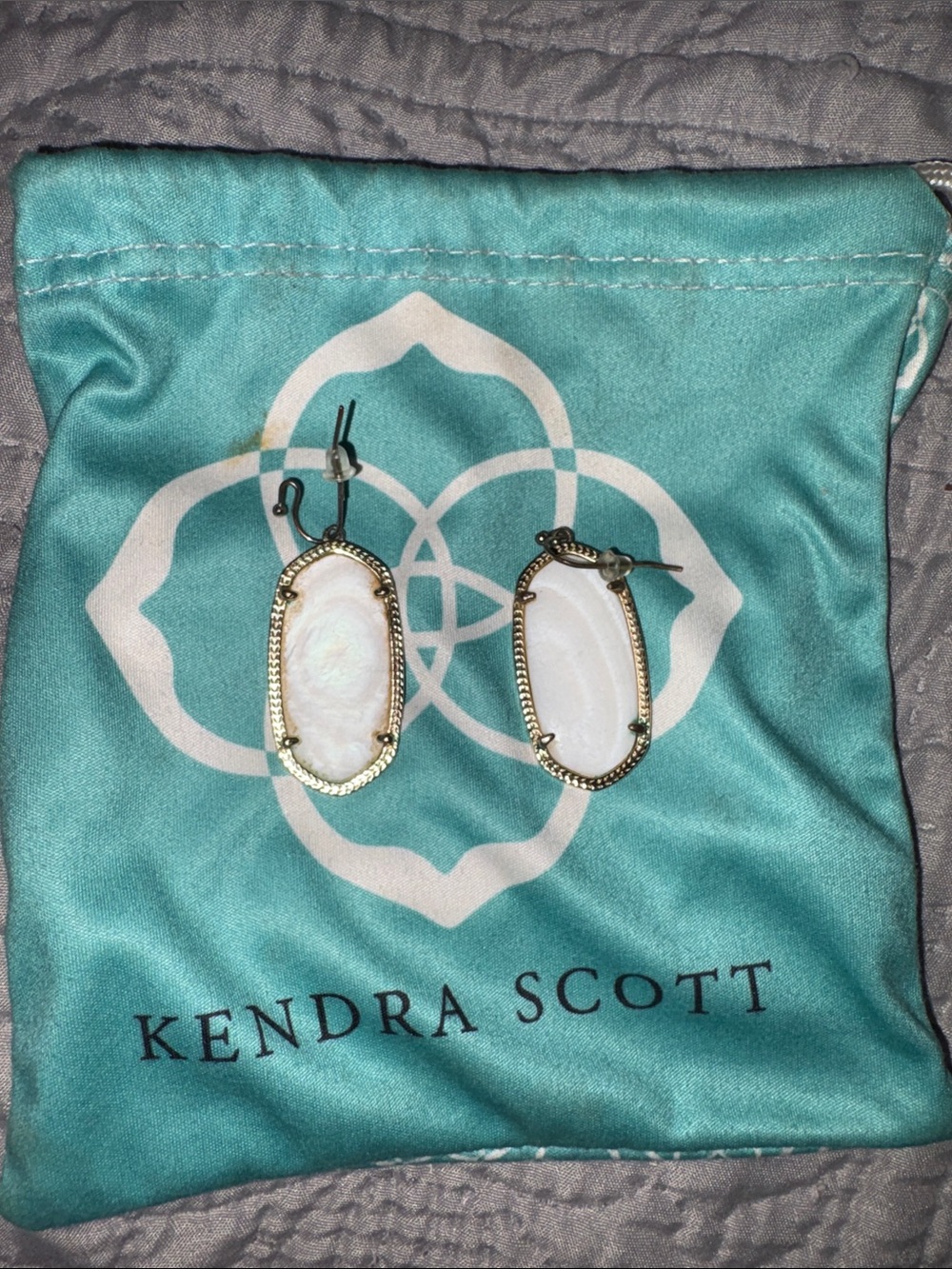 Kendra Scott White Stone Drop Earrings - Gold-tone Frame